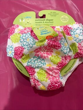 i play by green sprouts Floral Swim Diaper in Pink, Blue & Green
